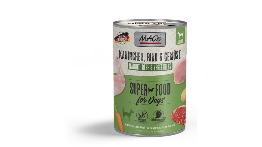 MAC's DOG Hundenassfutter Kaninchen & Gemüse 400 g