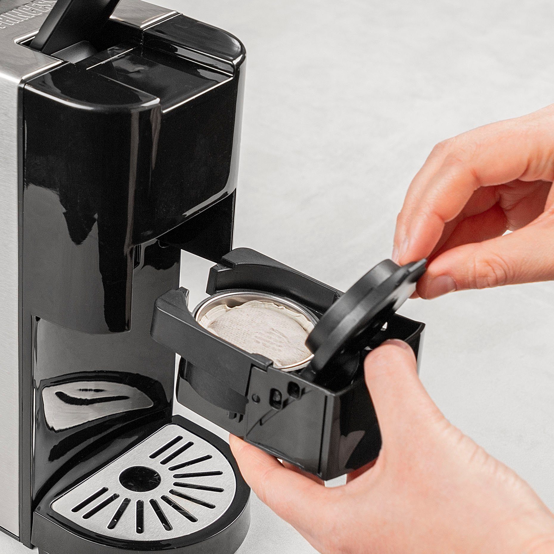 PRINCESS Kapsel-/Kaffeepadmaschine 249450, 4-in-1, Kapsel, Pads, Gemahlenen Kaffee, 1450 Watt