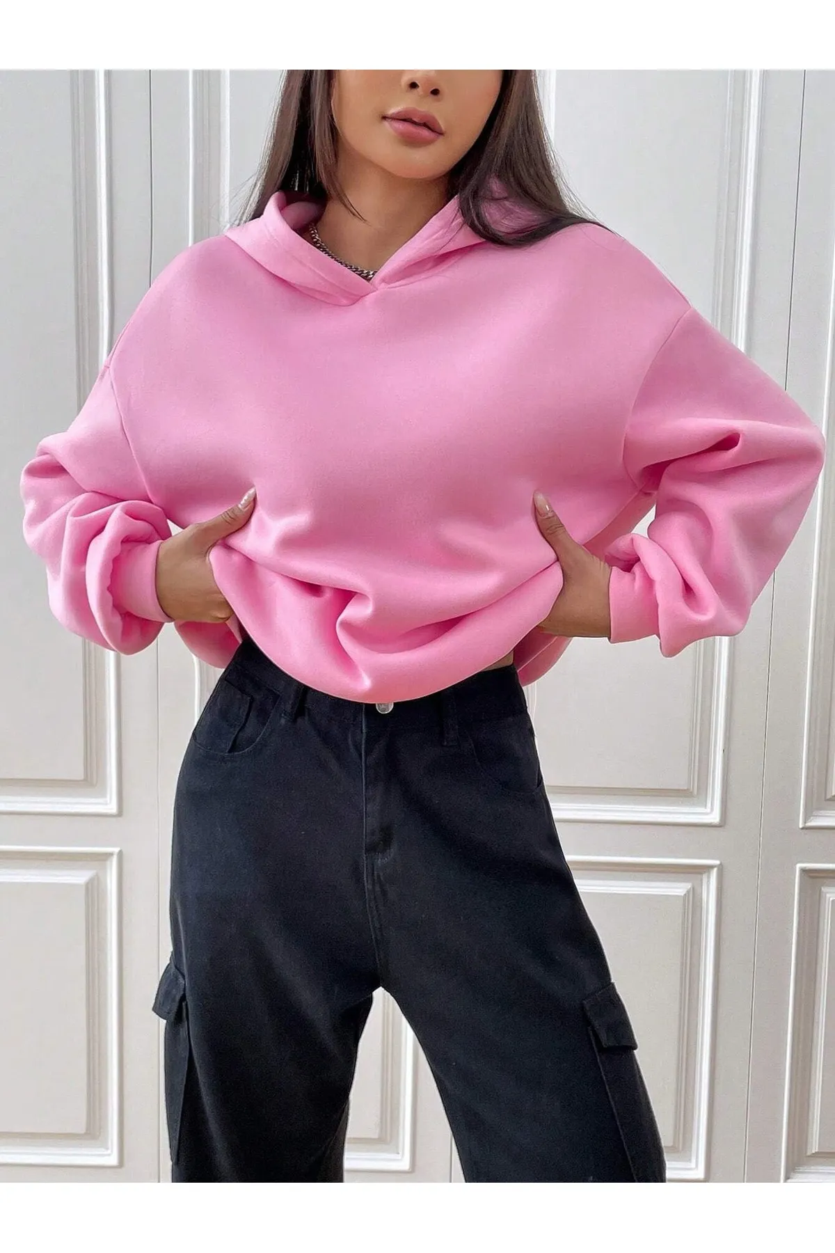 Know  Rosa Urban Lifestyle bedrucktes Oversize-Kapuzenpullover für Damen