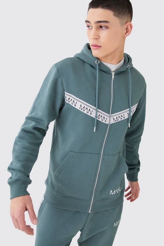 Man Slim-Fit Trainingsanzug mit Reißverschluss und Detail
