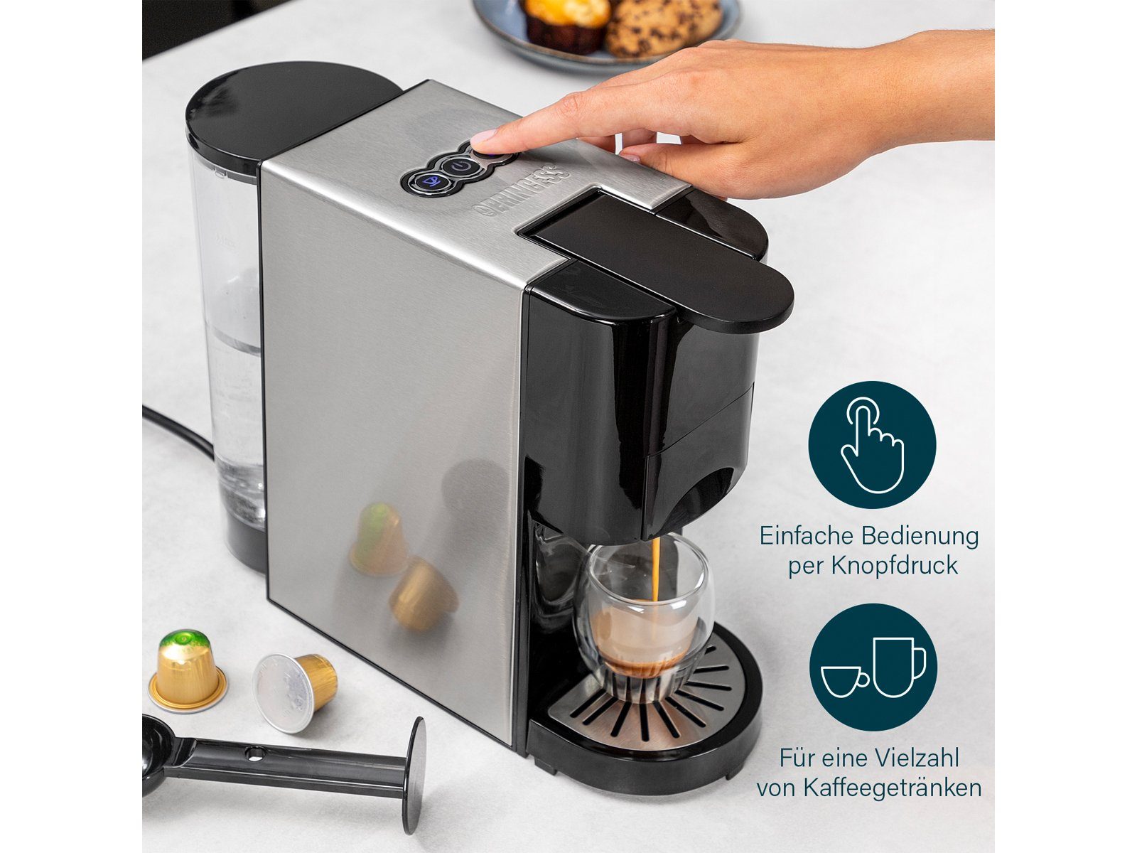 Setpoint Kapselmaschine, Kaffee-Pulver Kapseln & ESE Pads 1 Tassen Pad-Maschine & Milchkännchen
