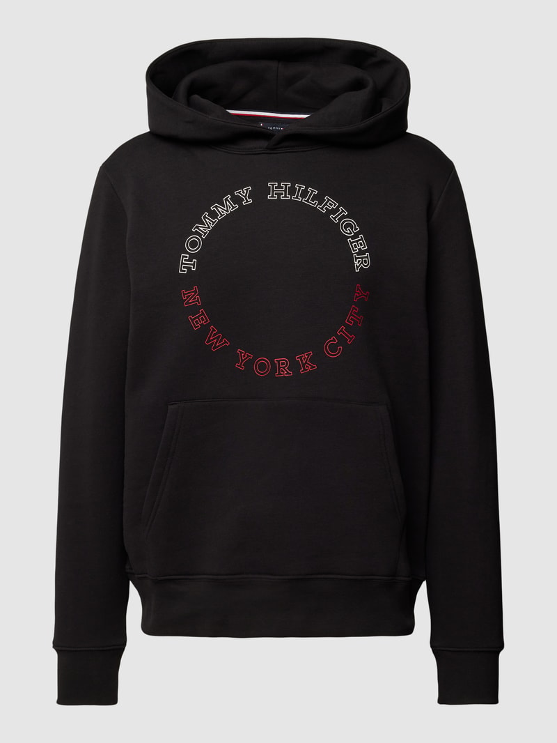 Hoodie mit Label-Print Modell 'MONOTYPE' in schwarz
