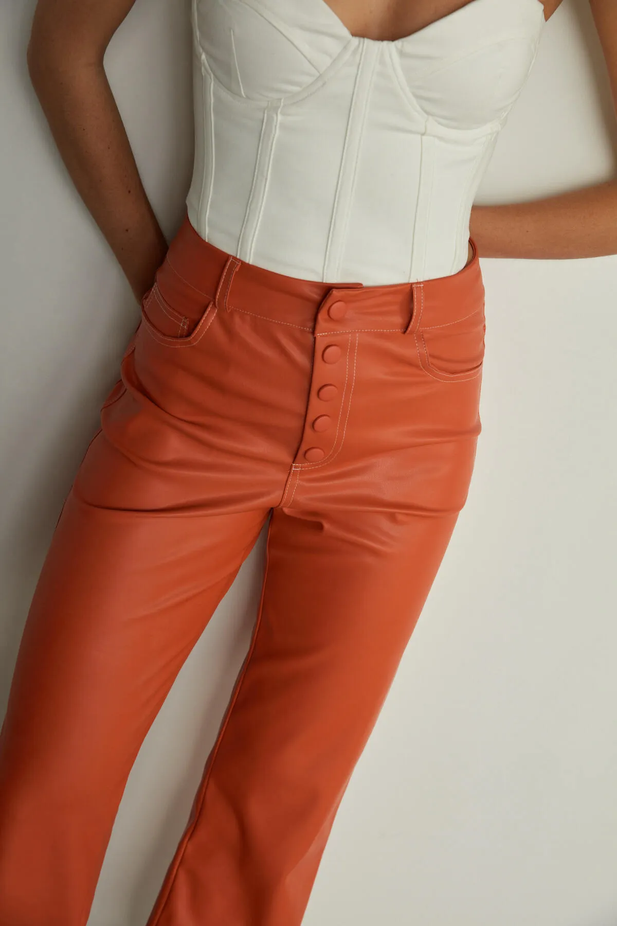VATKALI  Leder-Cargohose Orange