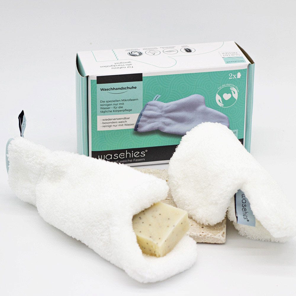 Waschies Waschhandschuh Weiß 2er Set