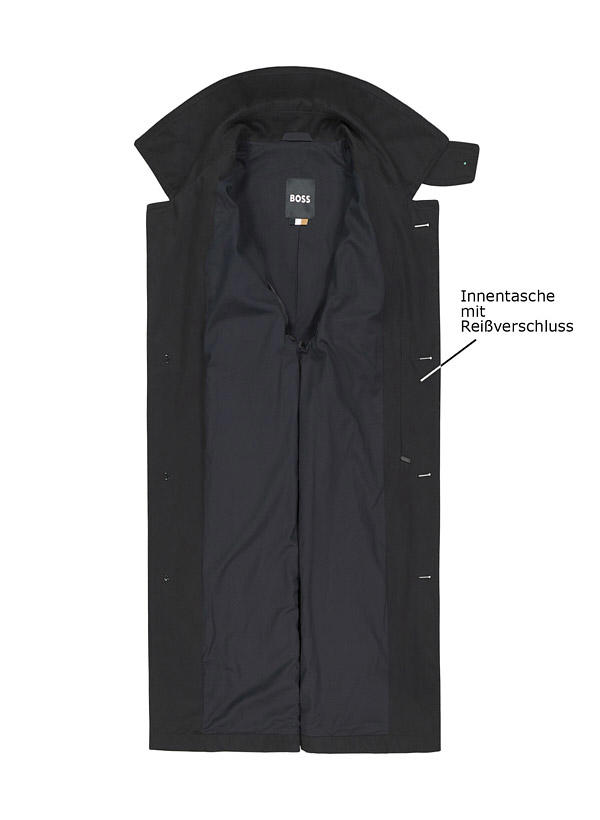 BOSS Black, Mantel Clark, Relaxed Fit, Baumwolle-Stretch, schwarz