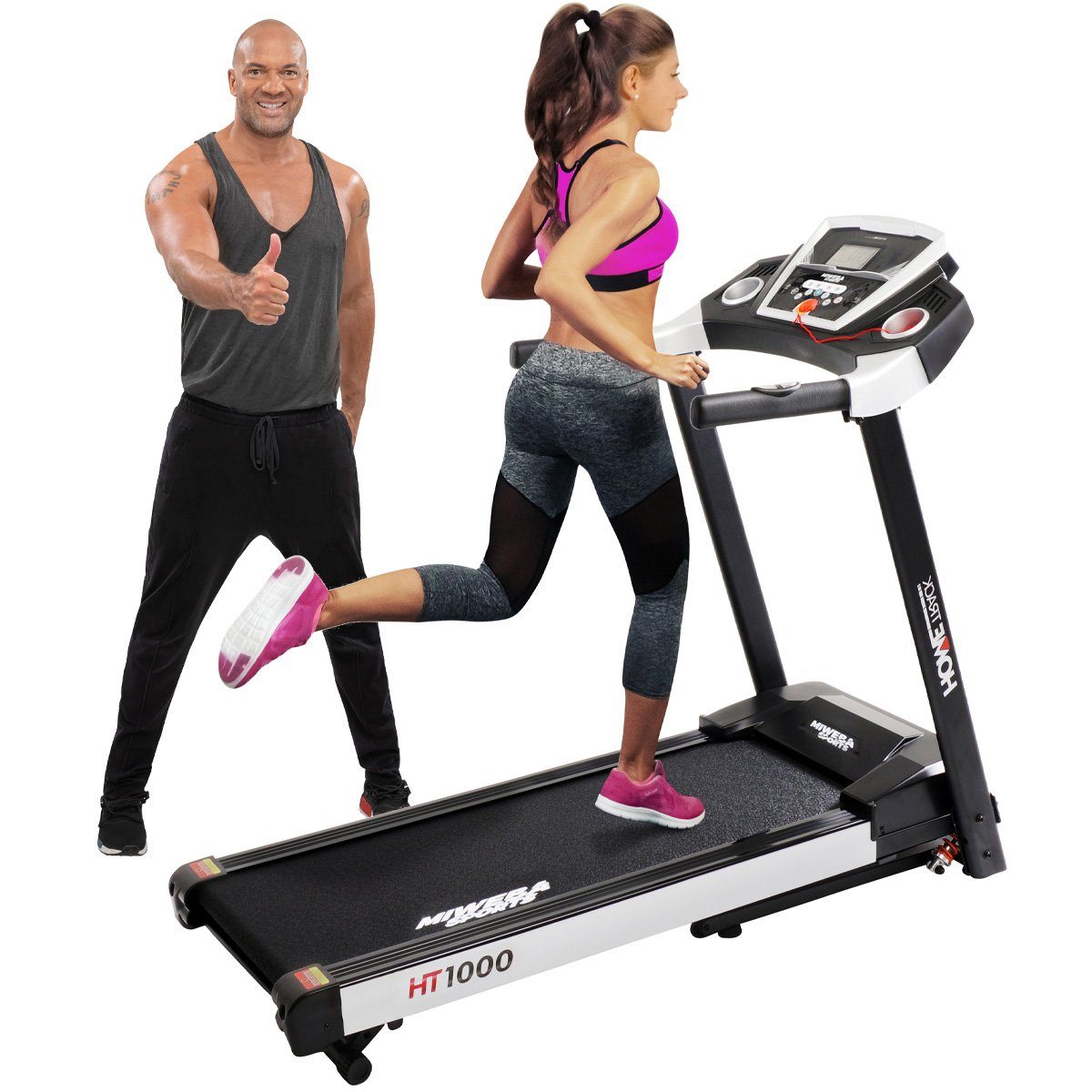 Miweba Sports Laufband Profi Sportgerät HT1000F - 16 km/h - 6% Steigung - klappbar (Treadmill, Trainingsgerät, Fitnessgerät, Heimtrainer, Speedrunner, Fitness, Workout, 1-tlg., 120 kg Traglast, 12 Laufprogramme, 4 Quick-Speed Programme, Steigungsvers