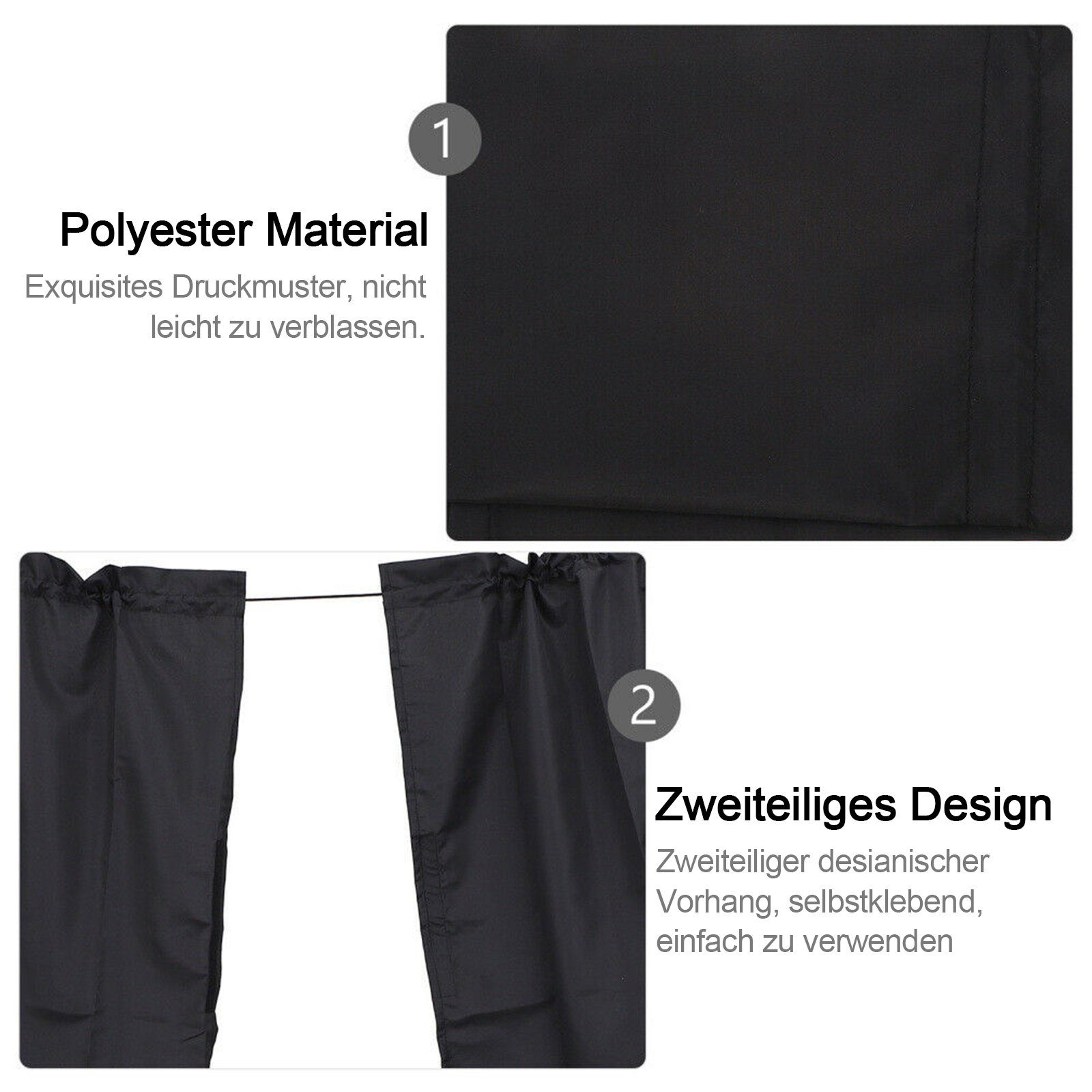 Sonnenschutz-Fensterfolie Auto vordere und hintere Trennwand Vorhang 138*82CM Schwarz, TWSOUL