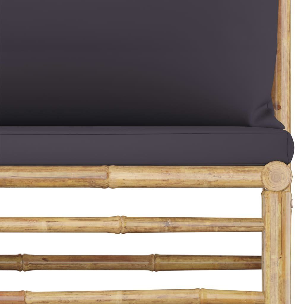 vidaXL Loungesofa 3-tlg. Garten-Lounge-Set mit Dunkelgrauen Kissen Bambus, 1 Teile