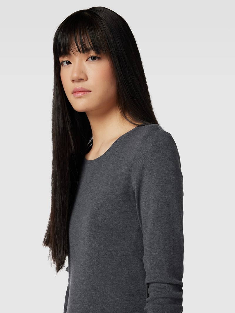 Longsleeve mit Rundhalsausschnitt in anthrazit meliert