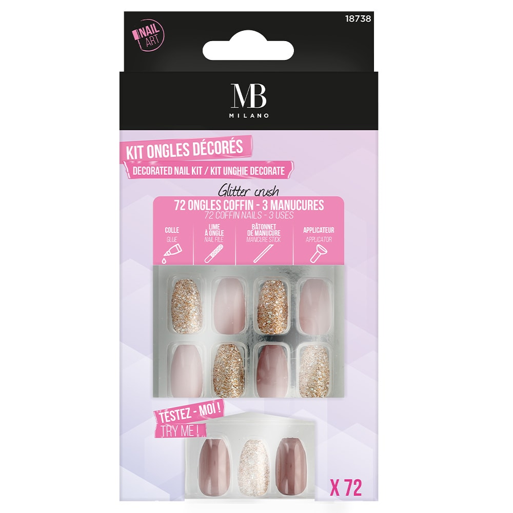 Mb Milano KIT DE 72 FAUX-ONGLES DÉCORÉS FAUX-ONGLES