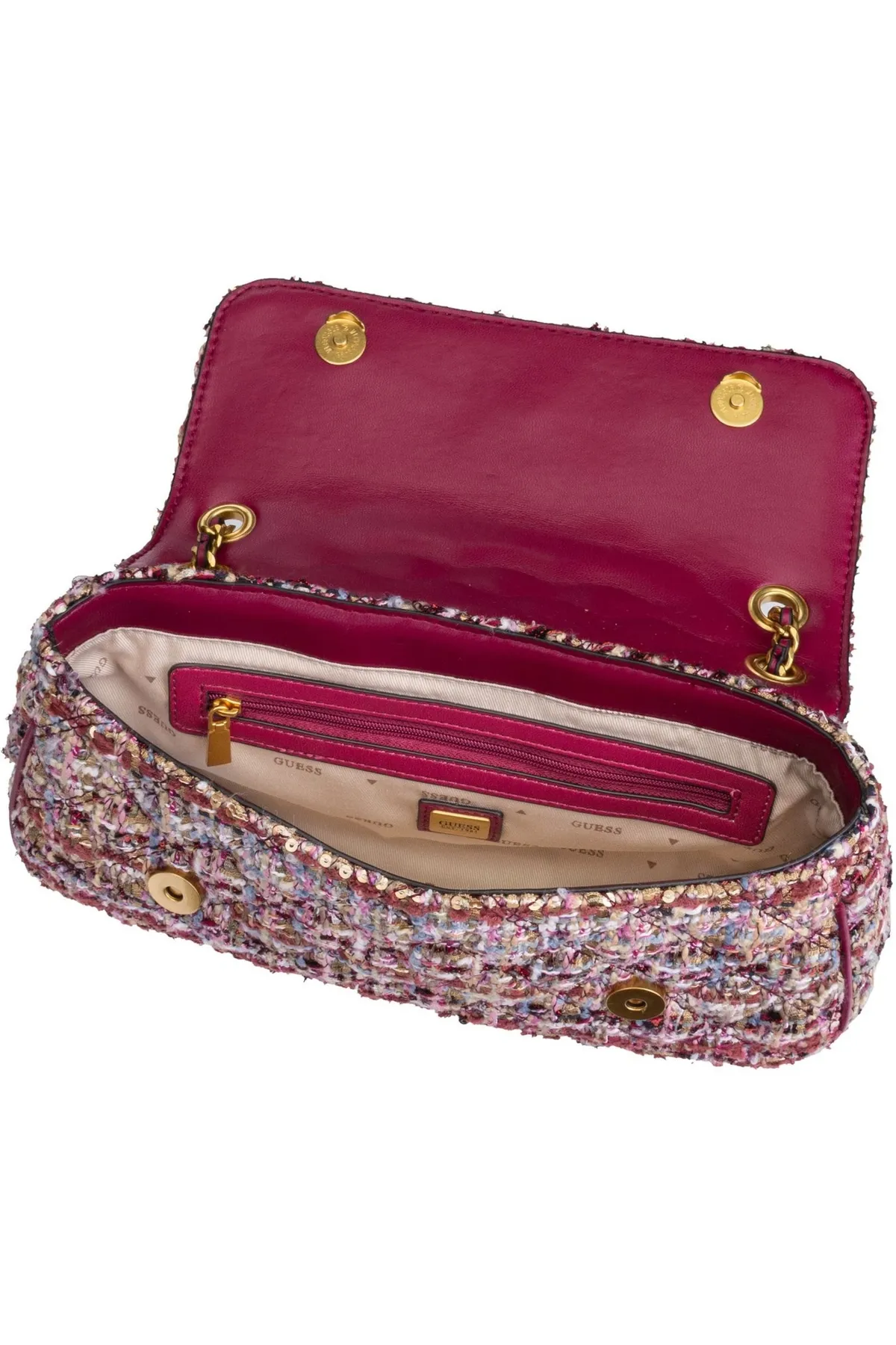 Guess  Schultertasche Giully Conv Crossbody Flap Tweed