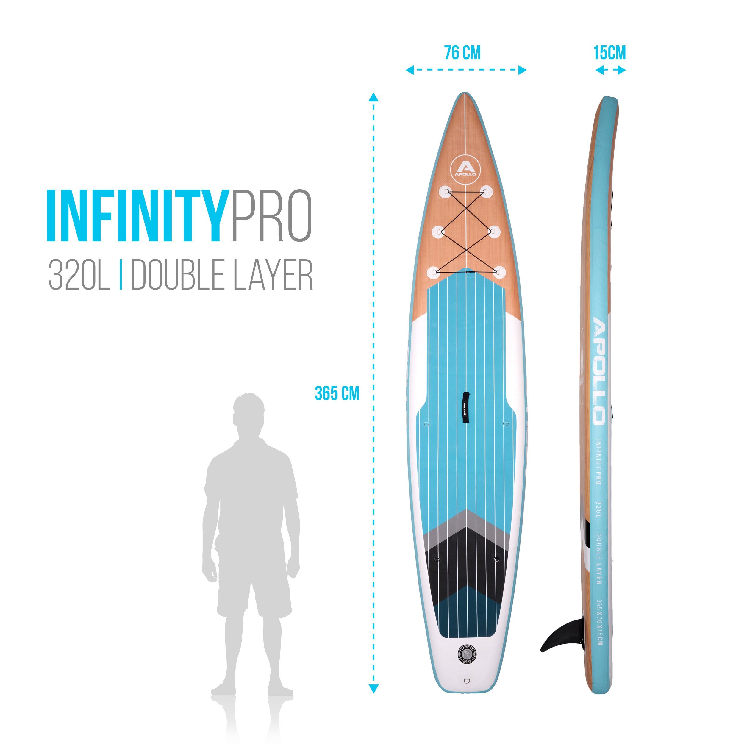 Apollo Inflatable SUP-Board Aufblasbares Stand Up Paddle Board SUP - Infinity, aufblasbar