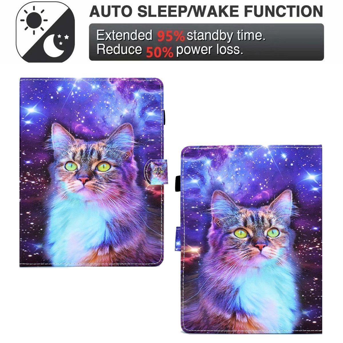 Wigento Tablet-Hülle Kunstleder Tablet Cover Tasche Katze für Lenovo Tab M10 Plus 3. Gen Schwarz Hülle Case Etui