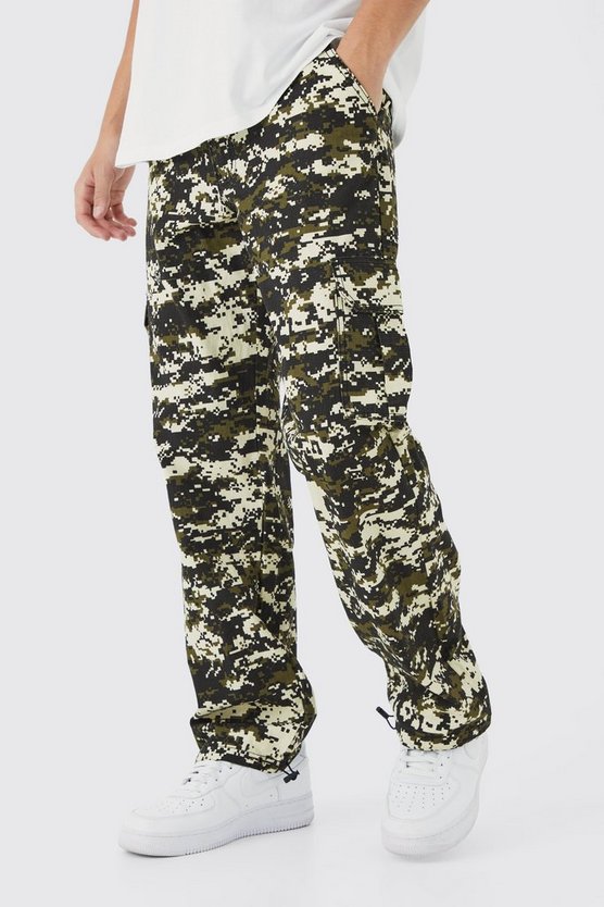 Lockere Camouflage Cargo-Hose mit Saum-Detail