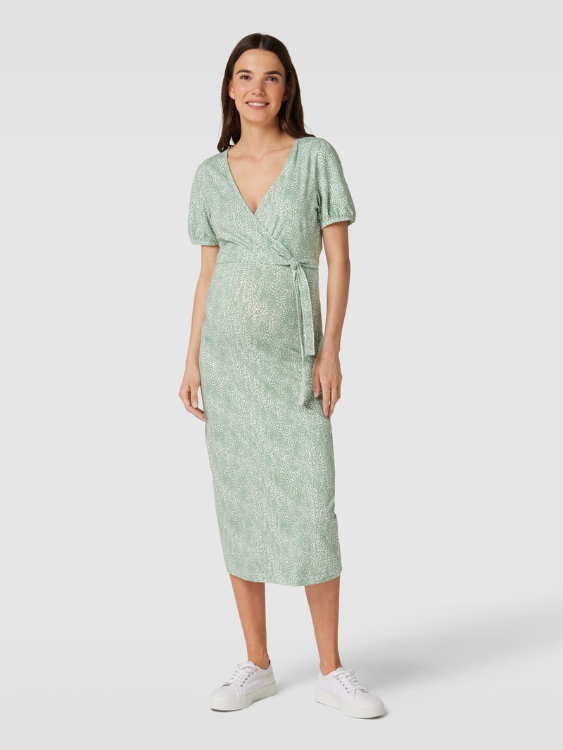 Umstands-Midikleid mit Allover-Muster Modell 'Fake' in mint