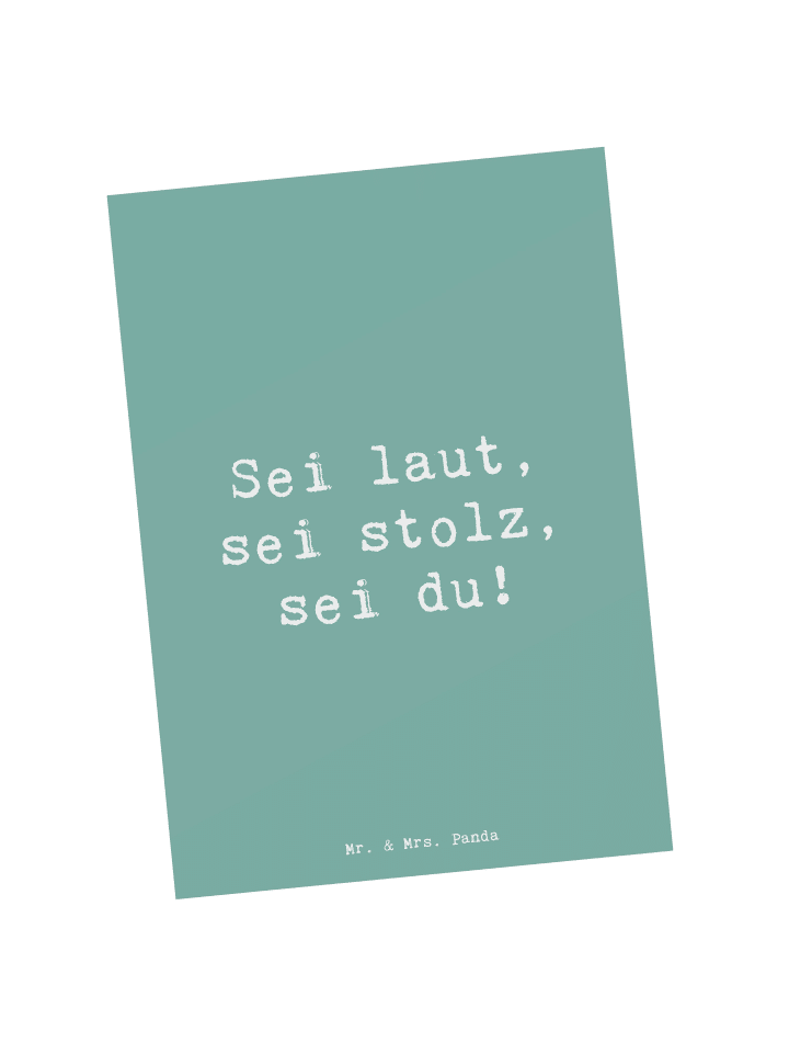 Mr. & Mrs. Panda Postkarte Spruch Sei du Mutig mit Spruch in Meeresbrise günstig kaufen onesize