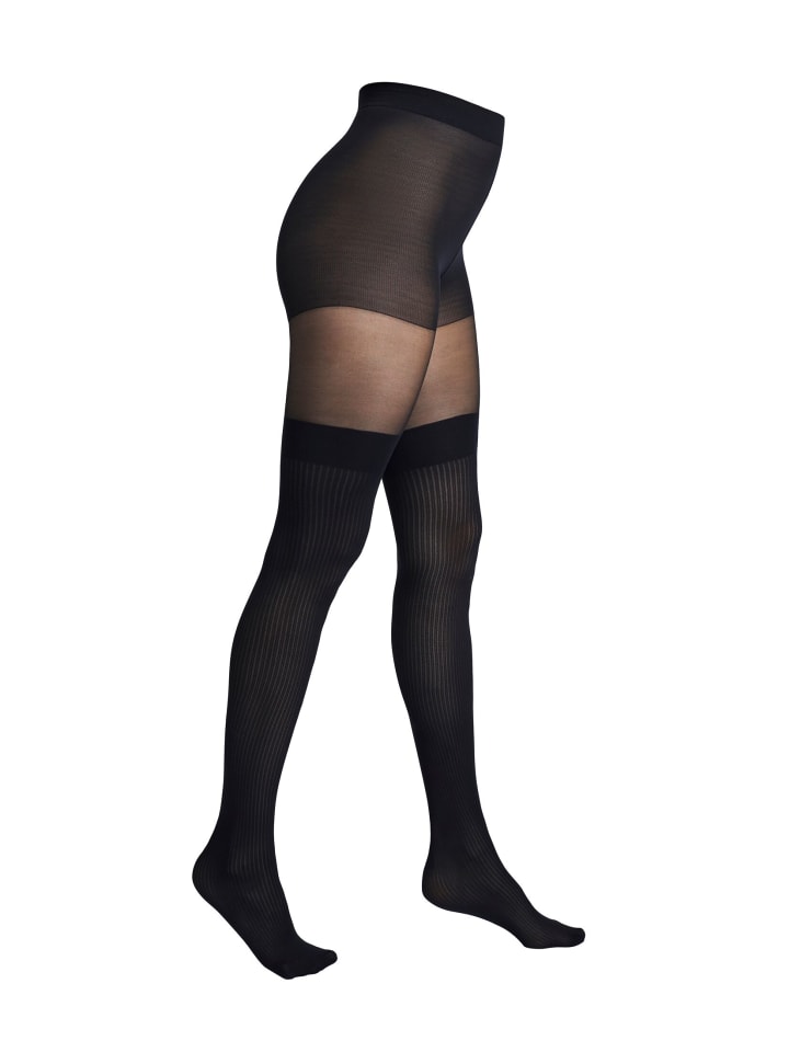 camano Strumpfhose overknee stripes 1er Pack fine fashion 70 Denier in Schwarz günstig kaufen