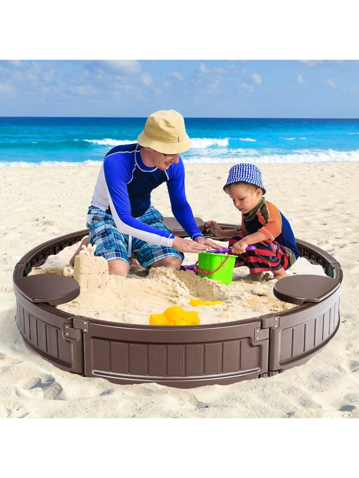 COSTWAY Sandbox rund Ø120cm in Braun günstig kaufen onesize