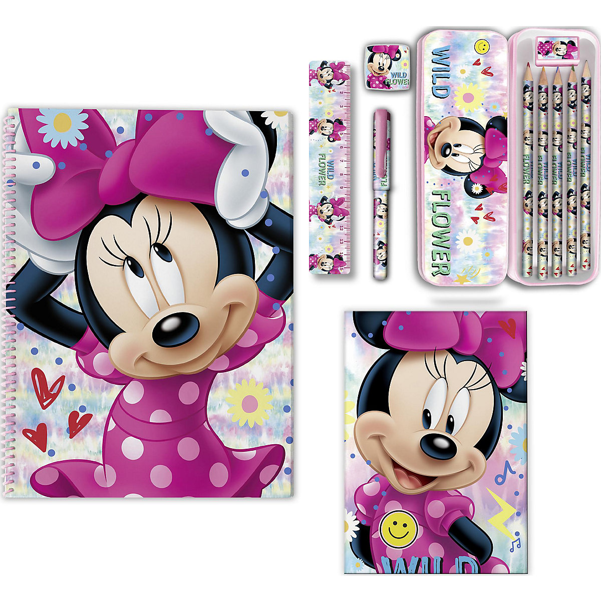Schreibset Notizset   Minnie Mouse, 12-tlg., inkl. Metall-Etui
