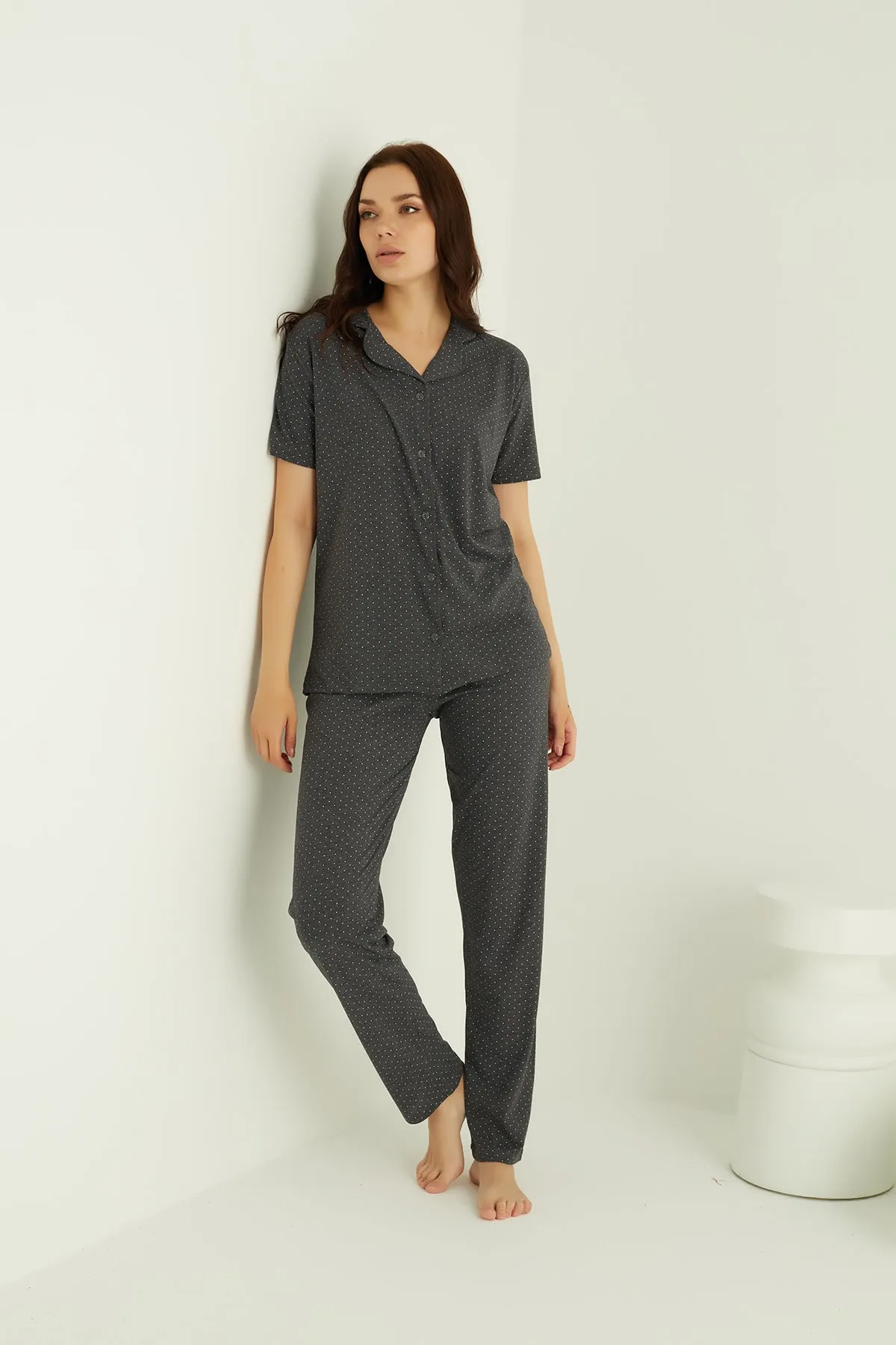 ELİTOL  Pyjama-Set aus Baumwolle mit Knöpfen