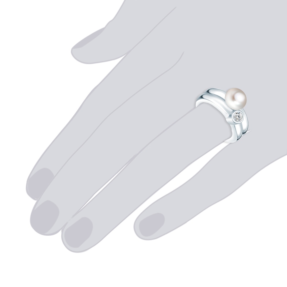 Valero Pearls Bague avec perle Argent sterling Oxyde de zirconium (CZ) Perle de culture d'eau d Bague