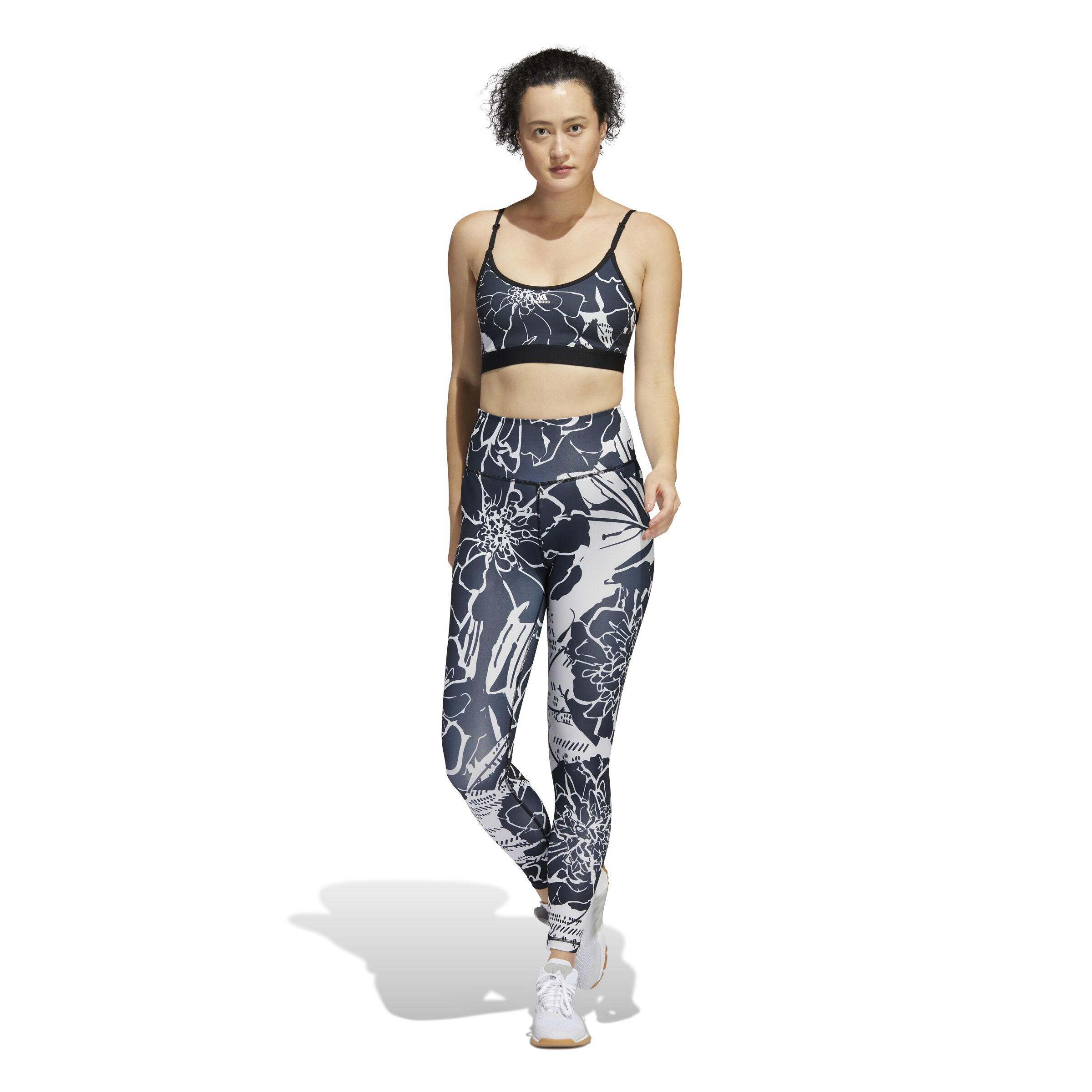 Training Flower Light-Support Sport-BH Damen - Grau, Weiß