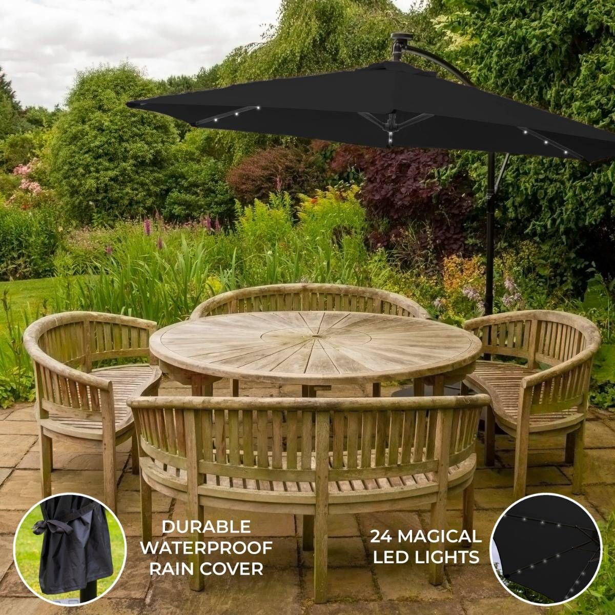 Monstershop 300 schwebender Sonnenschirm mit LED-Beleuchtung