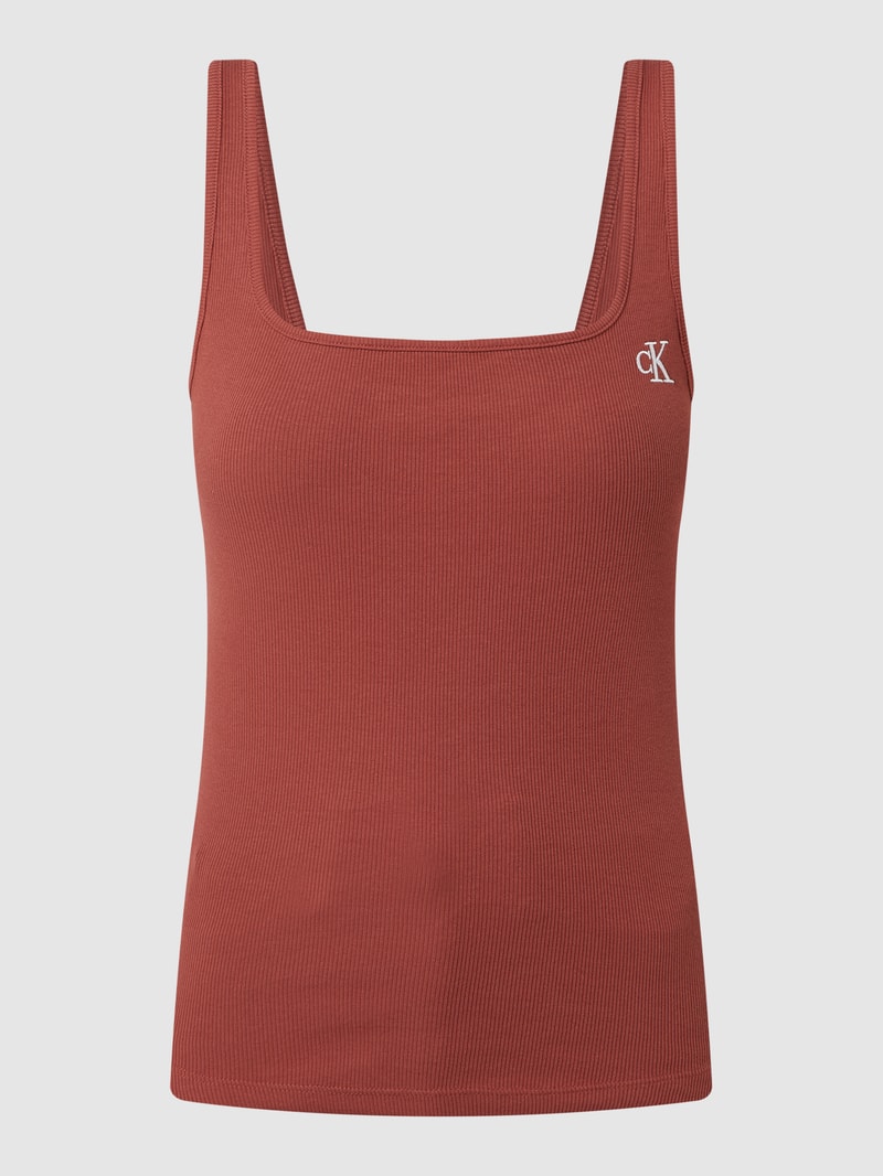 Tanktop mit Logo-Stickerei  in terrakotta