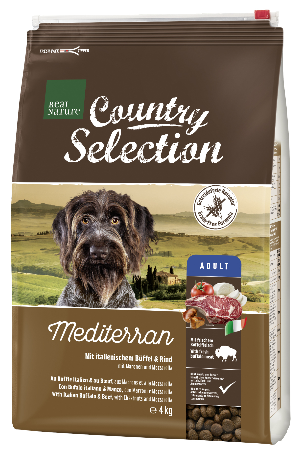 REAL NATURE Hundetrockenfutter REAL NATURE Country Selection Mediterran Büffel & Rind 4 kg