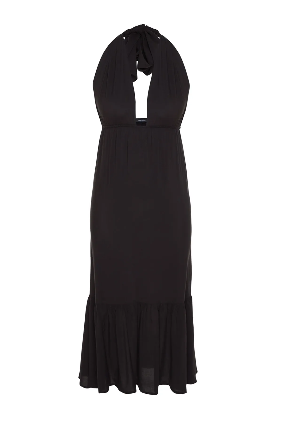 Trendyol Collection  Schwarzes Midi-Strandkleid aus gewebtem Kreuzband TBESS23EL00087