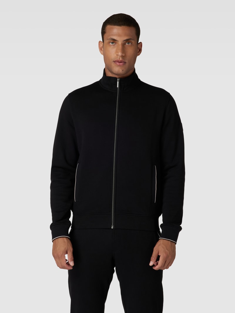 Sweatjacke mit Stehkragen in schwarz