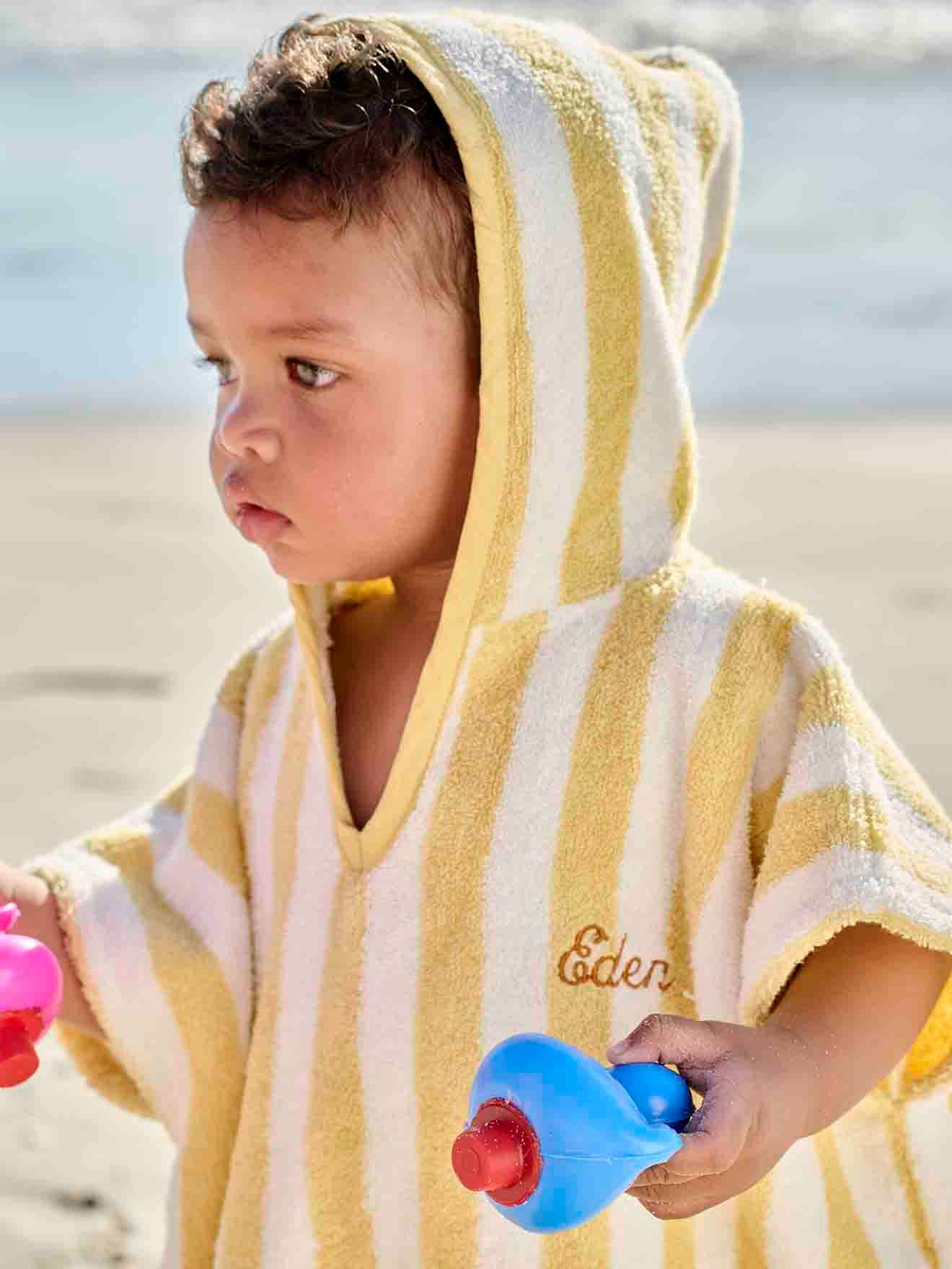 Vertbaudet Baby Badeponcho, personalisierbar - blau/weiß gestreift