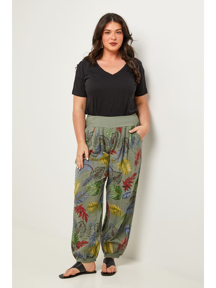 Curvy Lady Hose in Khaki/ Rot günstig kaufen