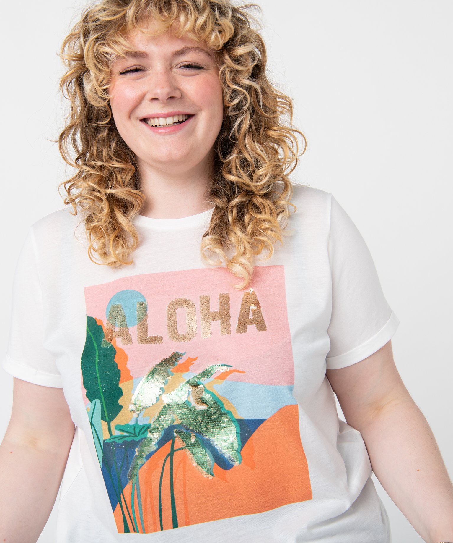 Tee-shirt femme grande taille à manches courtes avec motif ... divers | GEMO