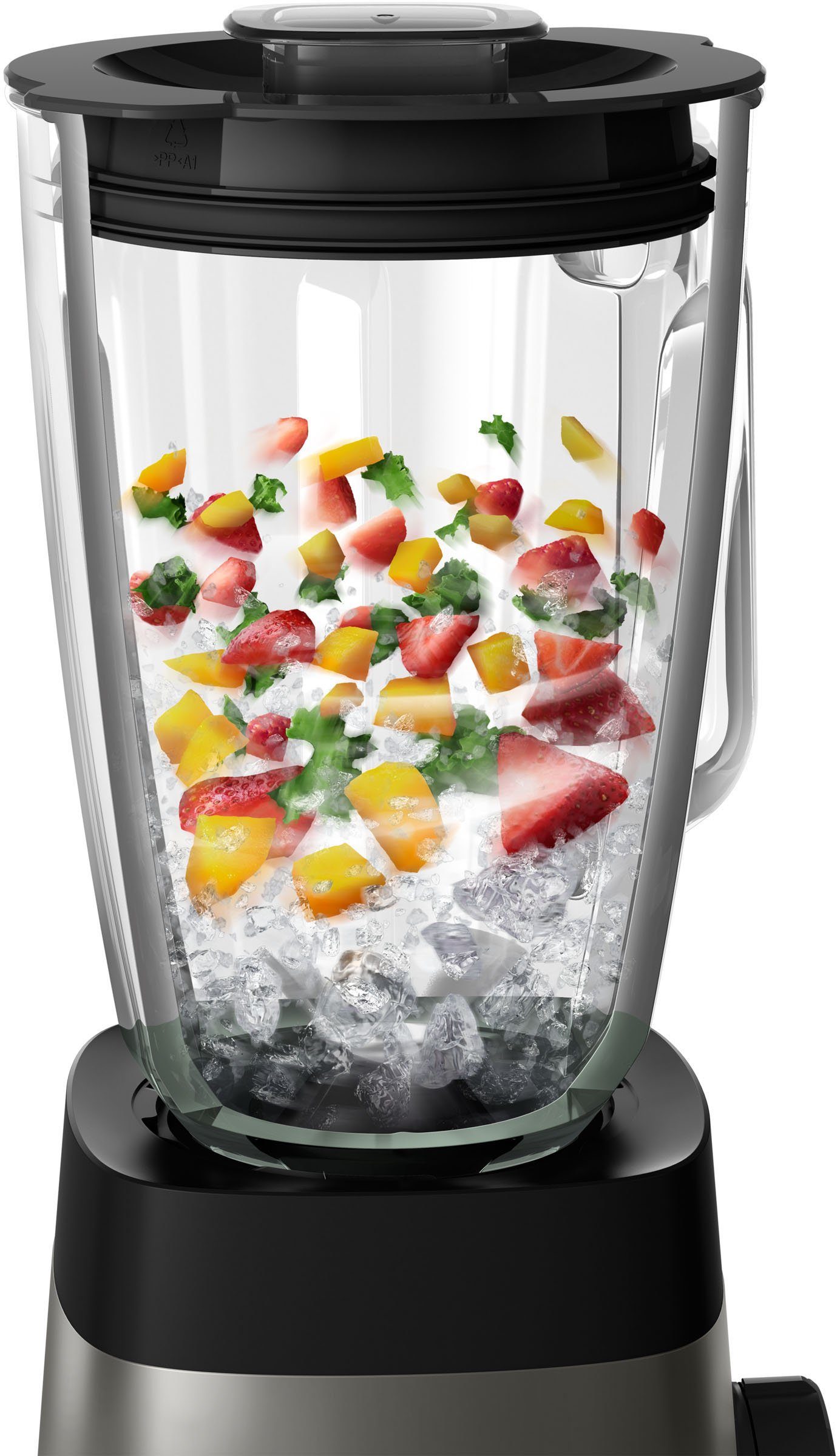 Philips Standmixer HR3573/90, 1000 W, 27.000 U/Min. und 1,5l Volumen, inkl. Glasbehälter mit Trinkaufsatz