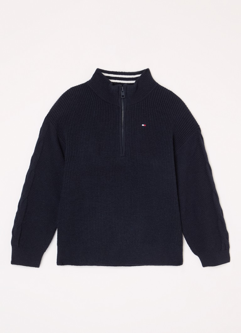 Pulover Tommy Hilfiger confecționat dintr-un amestec subțire de lână, închis cu fermoar scurt.