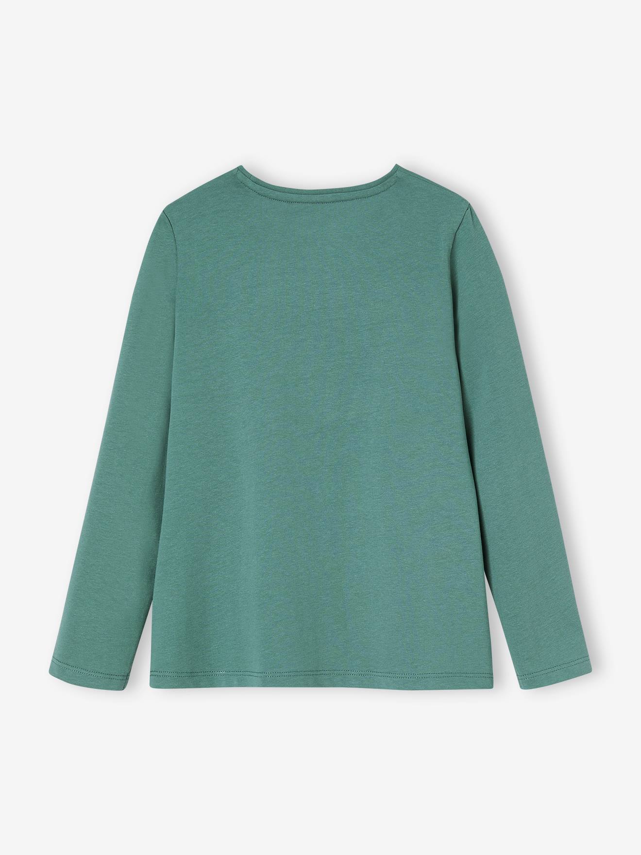 Tee-shirt fantaisie motif en relief fille manches longues gris foncé