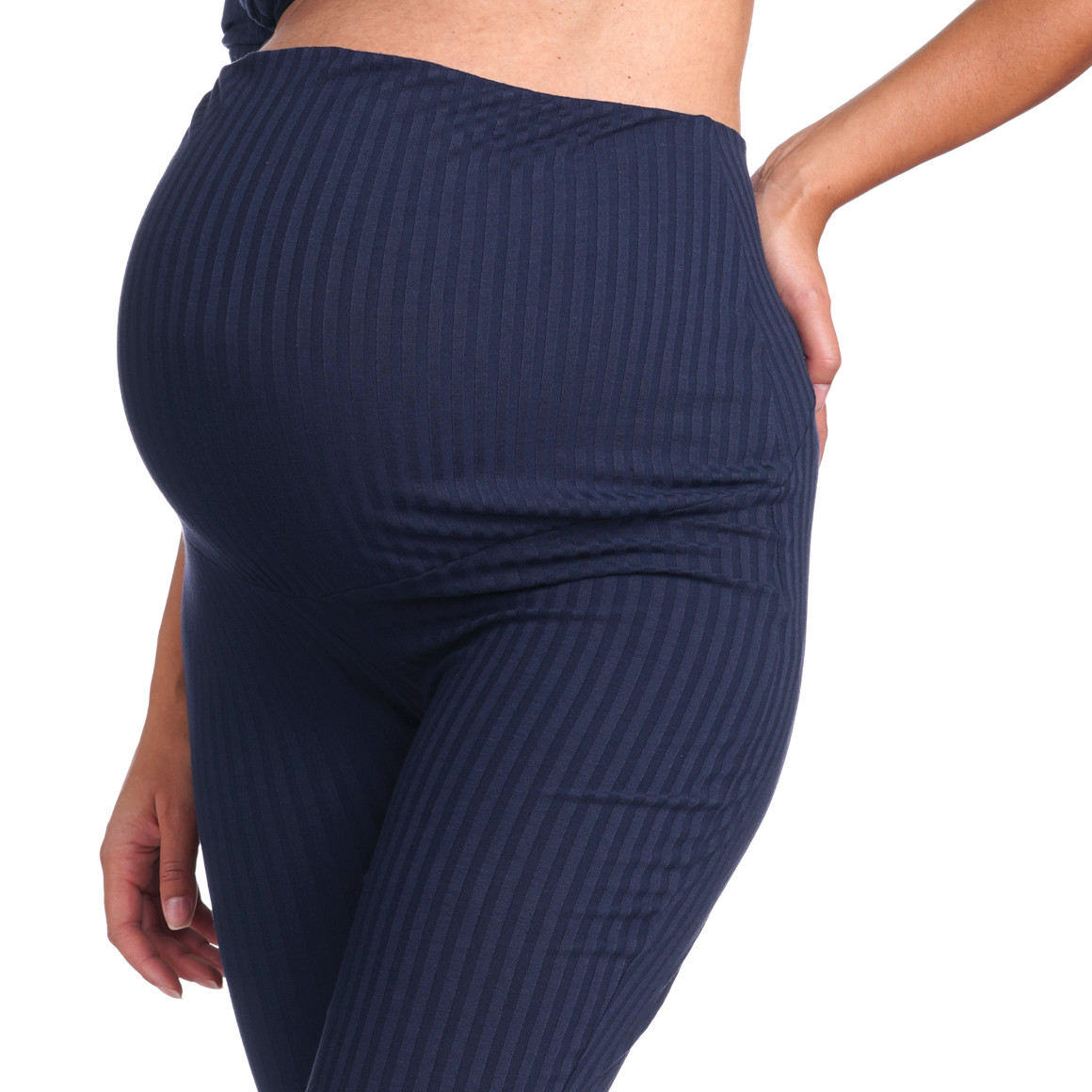 Damen Umstands-Loungehose in Ripp-Optik