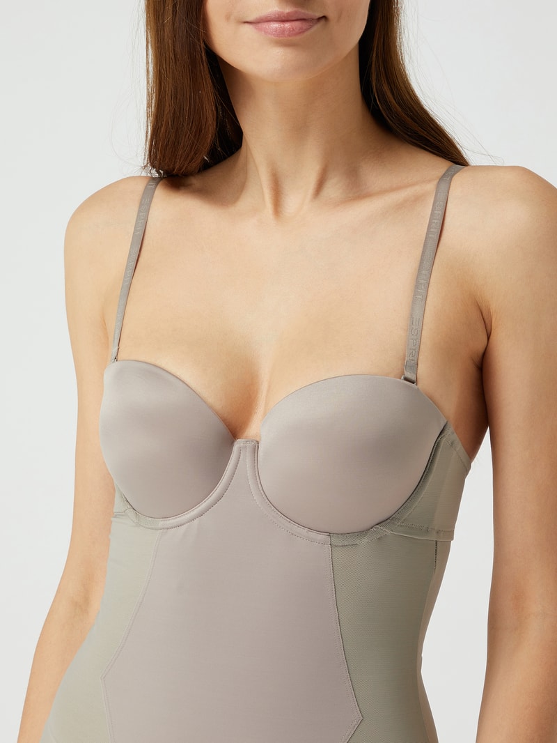 Body aus Mikrofaser - firgurformend in taupe