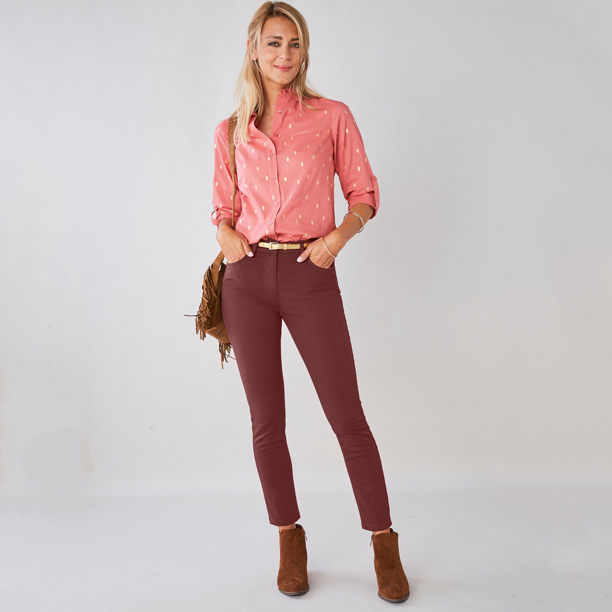 Pantalon 7/8ème fuselé stretch uni