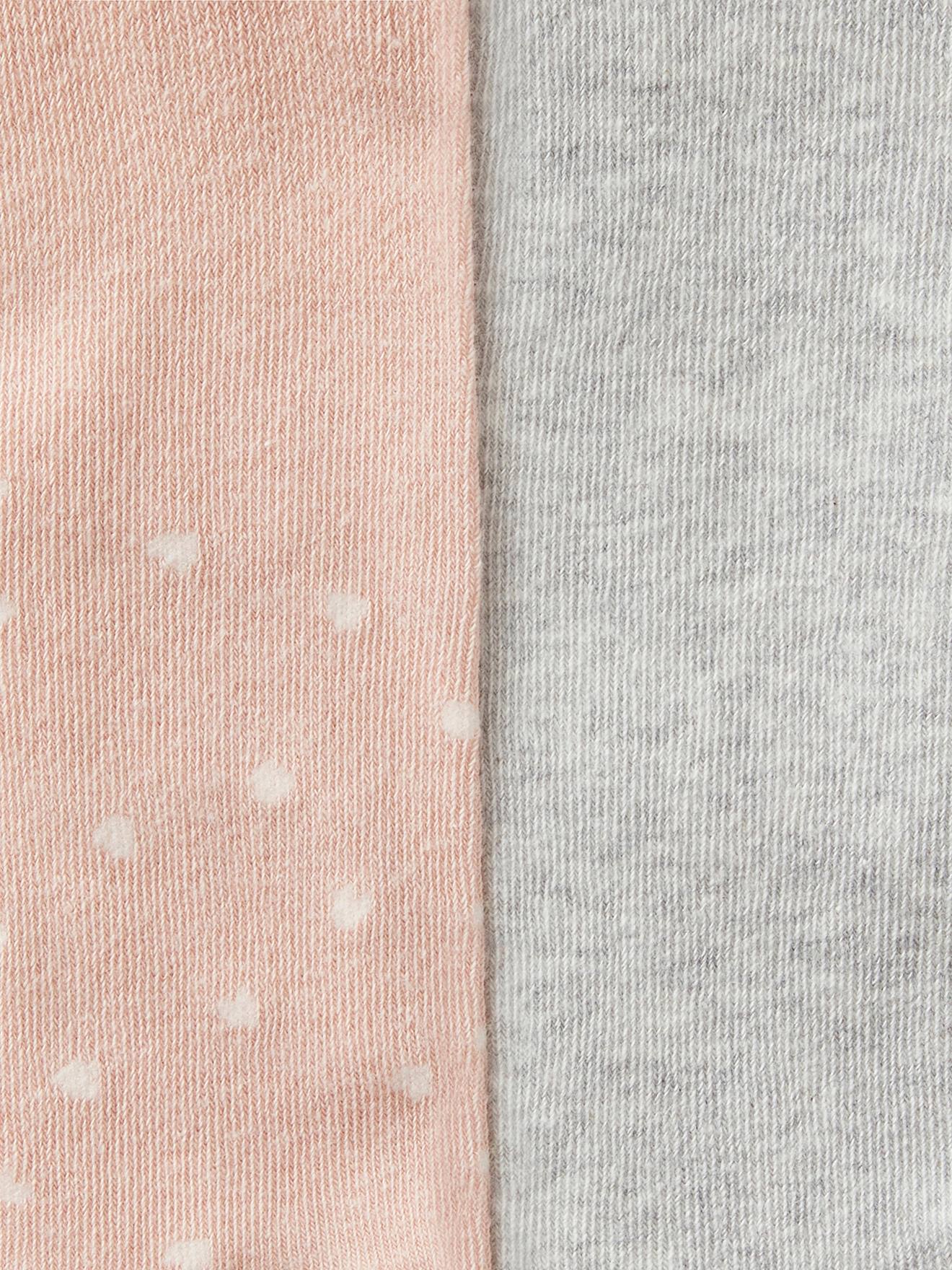 Lot de 2 paires de collants à coeurs/unis bébé fille gris chiné