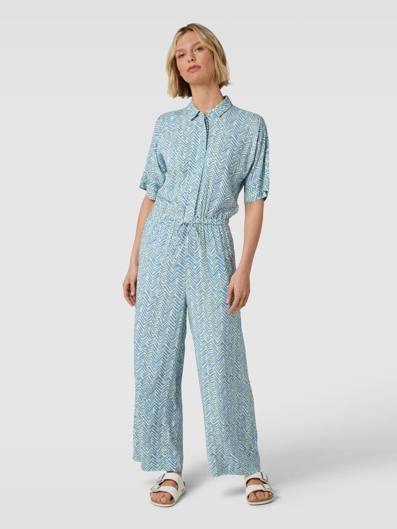 Jumpsuit mit Zickzack-Muster in bleu