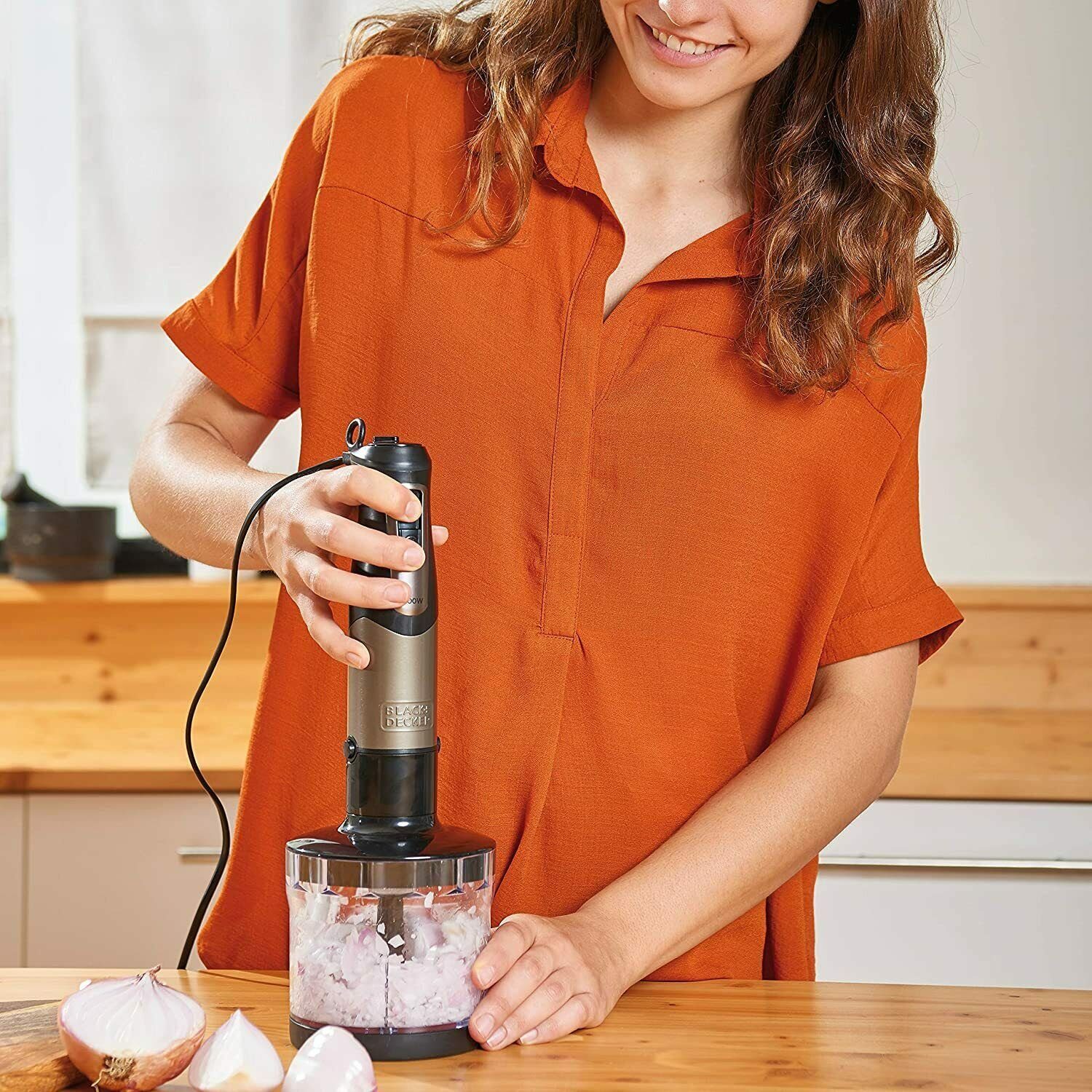 Black & Decker Stabmixer BXHBA 1000 W Stabmixer Edelstahl/Schwarz, 1000 W, 20 variabel Leistungsstufen + Turbotaste für maximale Leistung.