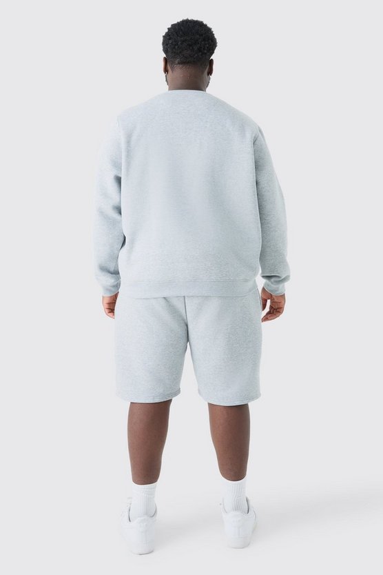 Plus Man Dash Crew Neck Sweatshirt In Grey Marl