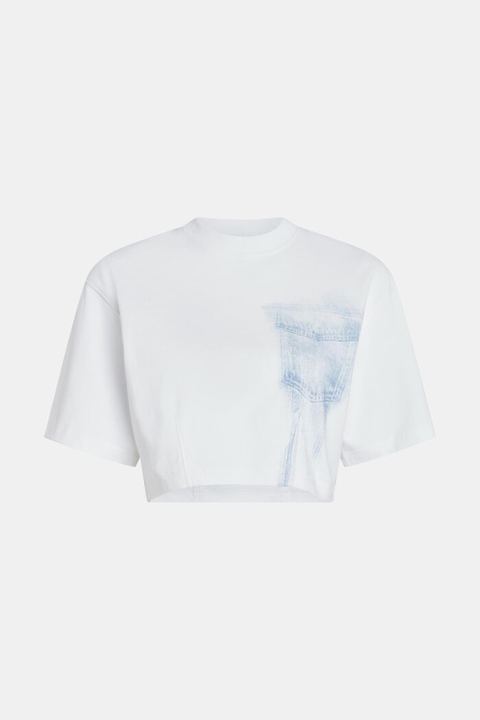 Denim Not Denim Cropped-T-Shirt mit Indigo-Print