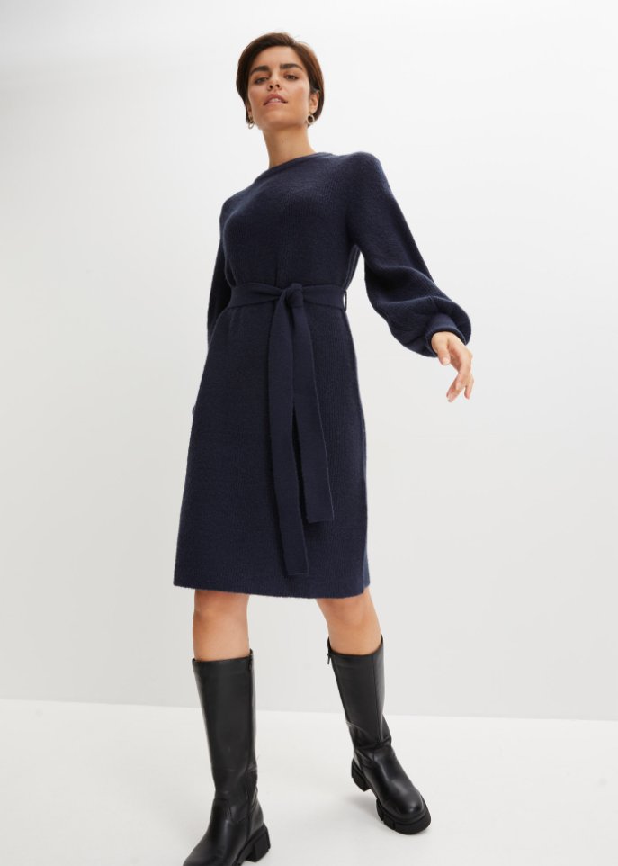 Strickkleid mit Ballonärmeln