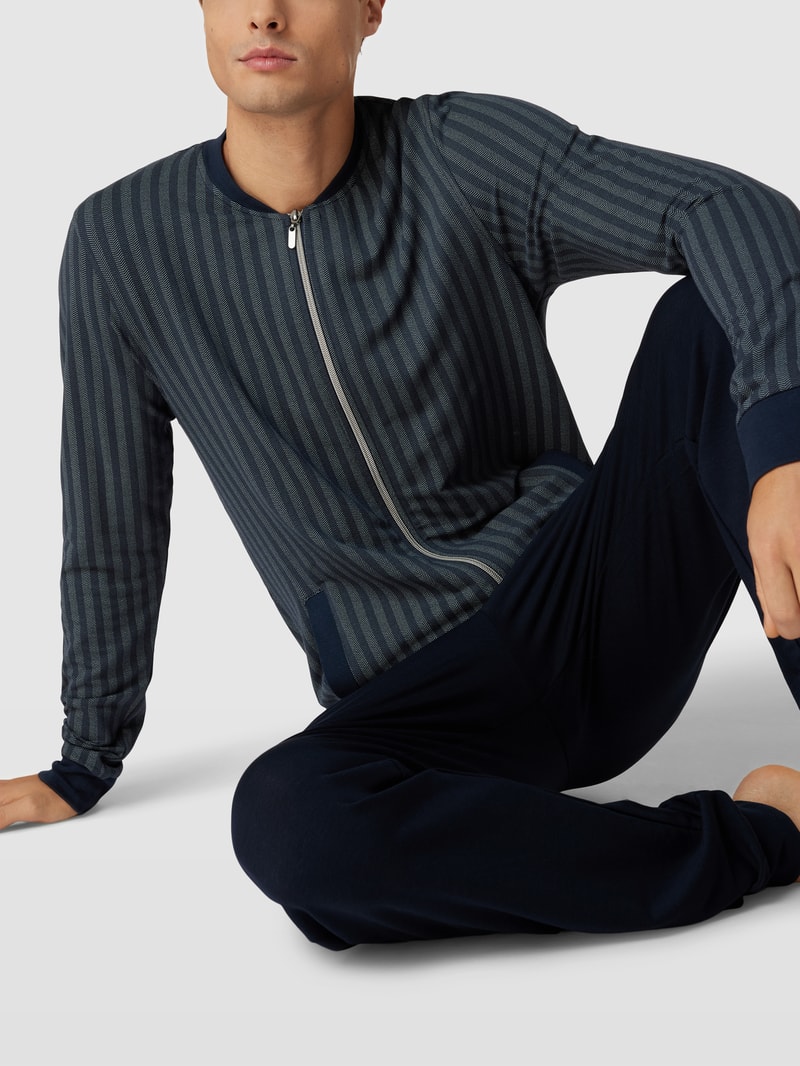 Sweatanzug mit Reißverschluss Modell 'Sleep + Lounge' in dunkelblau