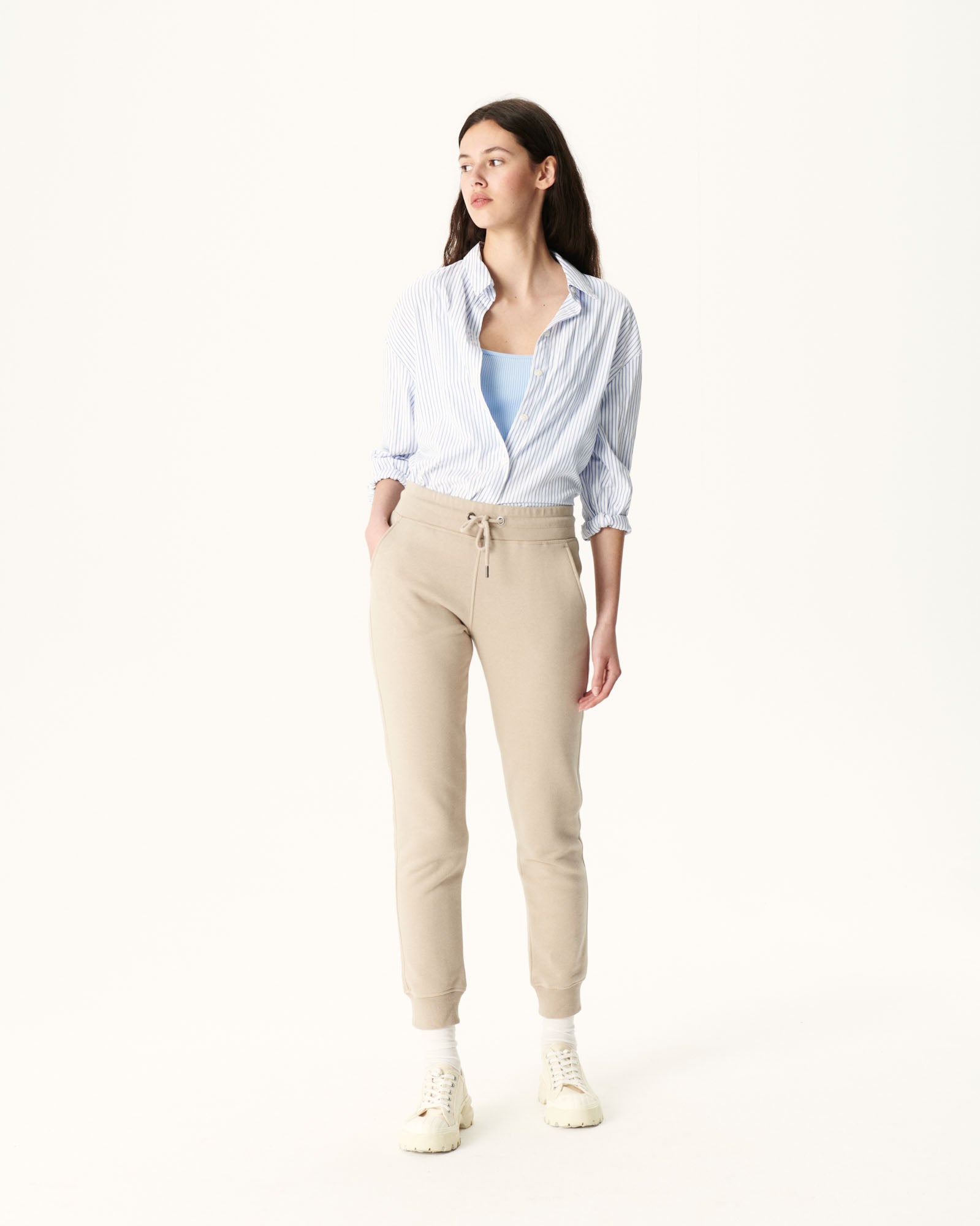 Pantalon de sport femme en coton biologique Beige Valparaiso