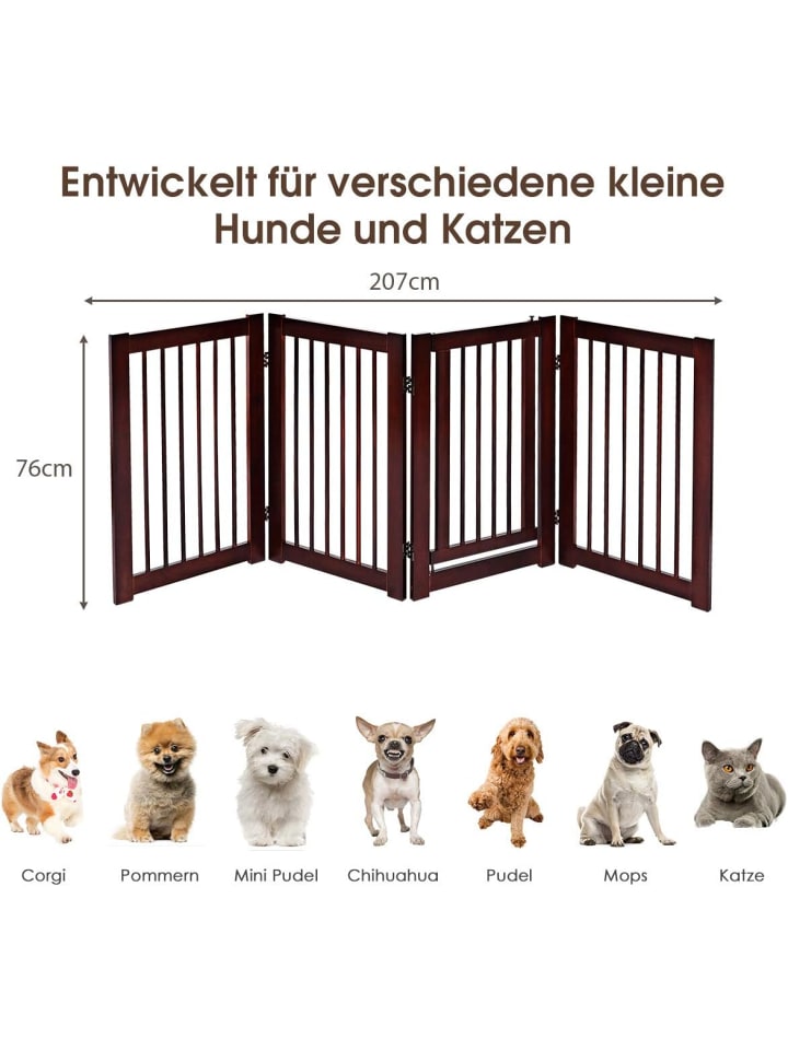 COSTWAY Absperrgitter 4 Stücke in Braun günstig kaufen 76 cm