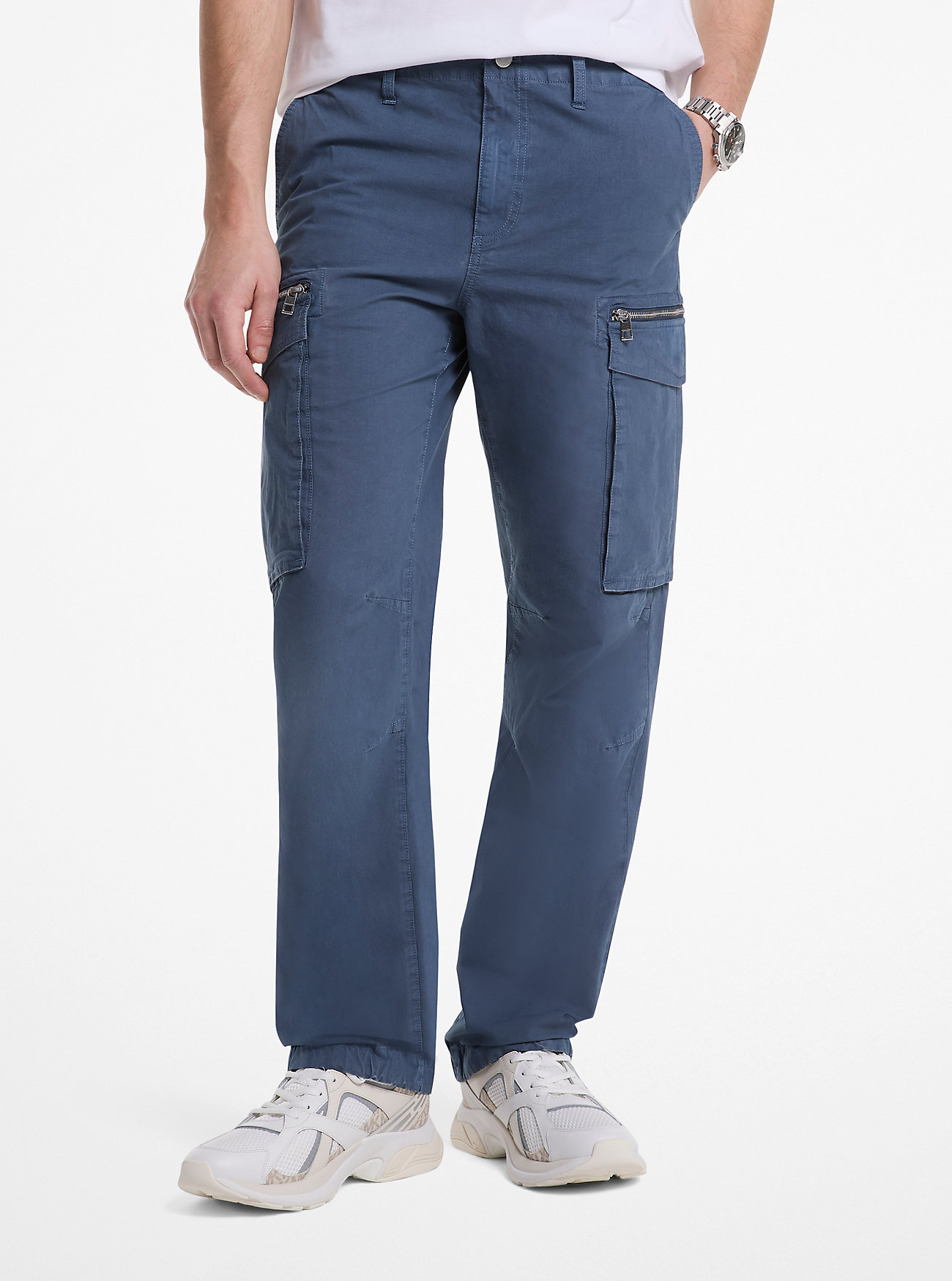 Pantaloni cargo in popeline di cotone elasticizzato - DK CHAMBRAY